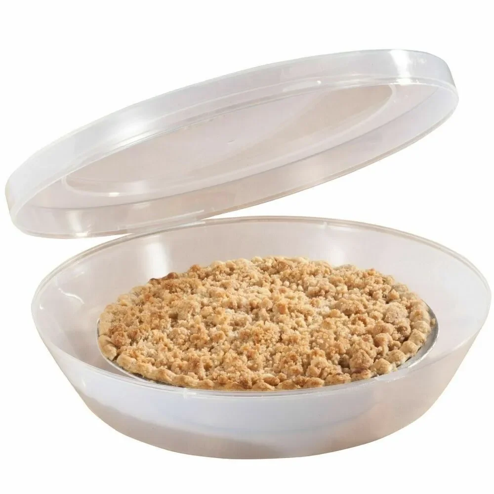 Pie Carrier Keeper 11.75-In Durable Plastic Holder Hinged Lid White Opaque NEW